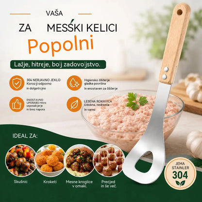 🍖 【Paket 2 kosov】Model za mesne kroglice iz nerjavečega jekla 304 – Idealen za izdelavo mesnih in ribjih kroglic, idealen za domačo kuhinjo 🥄