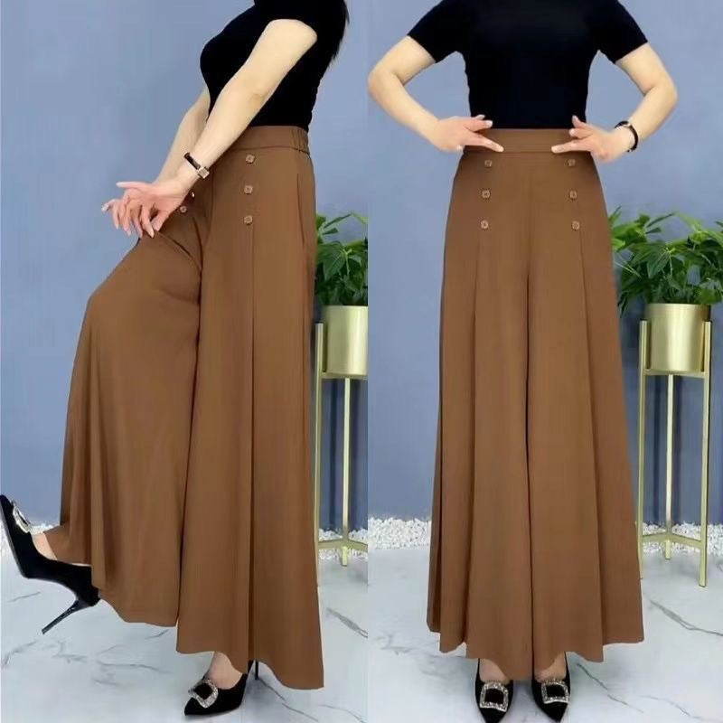 【Kup 1 dostań 1 za darmo】【M-5XL】Modna, drapowana spódnica damska z szerokimi nogawkami i wysokim stanem-3892536