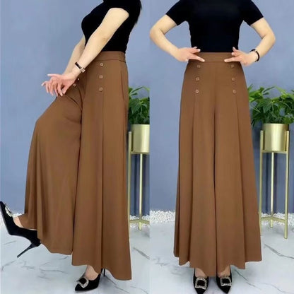 【Kup 1 dostań 1 za darmo】【M-5XL】Modna, drapowana spódnica damska z szerokimi nogawkami i wysokim stanem-3892536