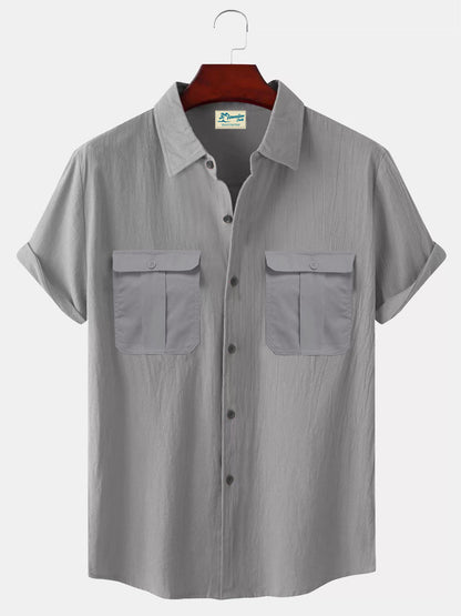 👔【M-5XL】Nová letní pánská jednobarevná lněná košile
