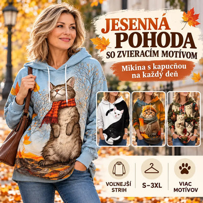 ✨Poslední den – sleva 50 %【S-6XL】Kočičí tričko s dlouhým rukávem – volný střih, pohodlné a hřejivé 🐱 Perfektní na podzim a zimu, samostatně nebo pod svetr!