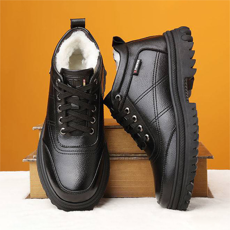 🔥Oferta ograniczona czasowo🔥[39-44] Zimowe, pogrubione, puszyste, ciepłe męskie skórzane buty na grubej podeszwie-3765090