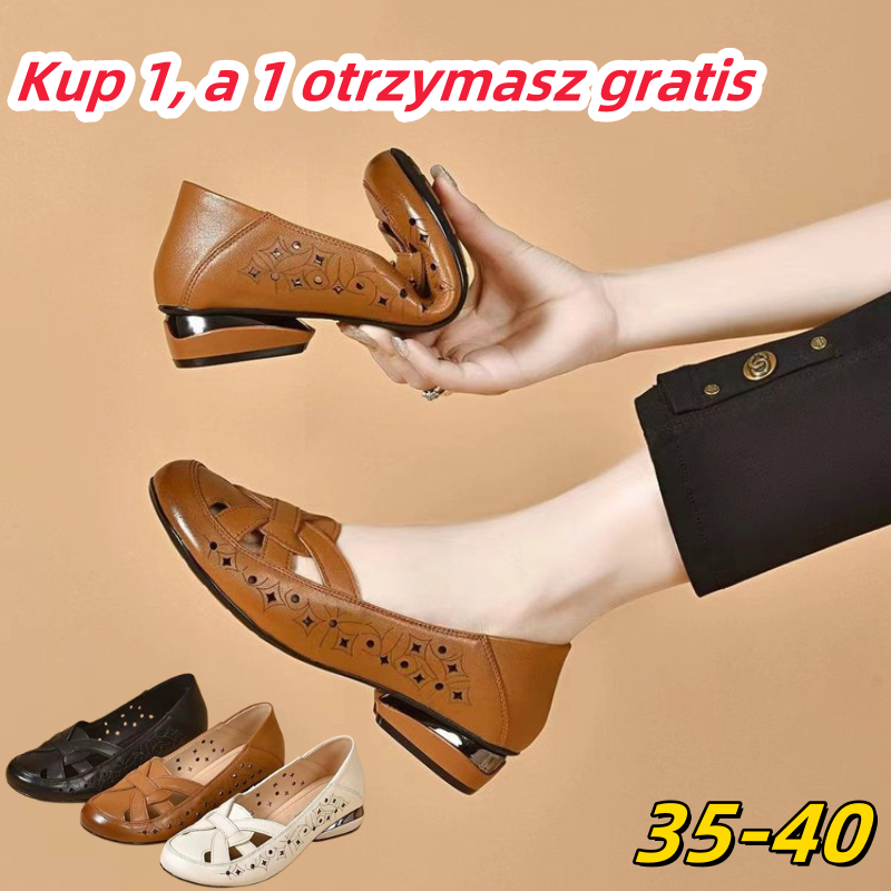 🔥【35-40】💞 2025 Nowe damskie sandały z okrągłym noskiem i na małym obcasie-3900500