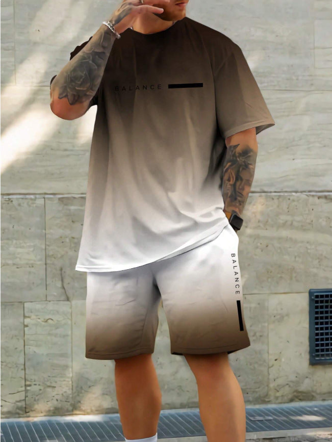【S-4XL】Gradientní tričko + šortky – prodyšné, pohodlné, stylové 🏃 Skvělé na sport, do posilovny i na každý den! 🔥
