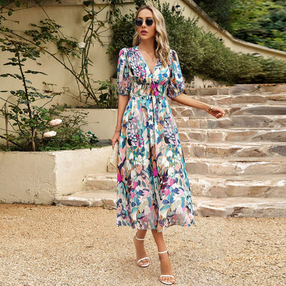 【S-XL】🌸2024 Sukienka z dekoltem w serek i letnią talią-3578807