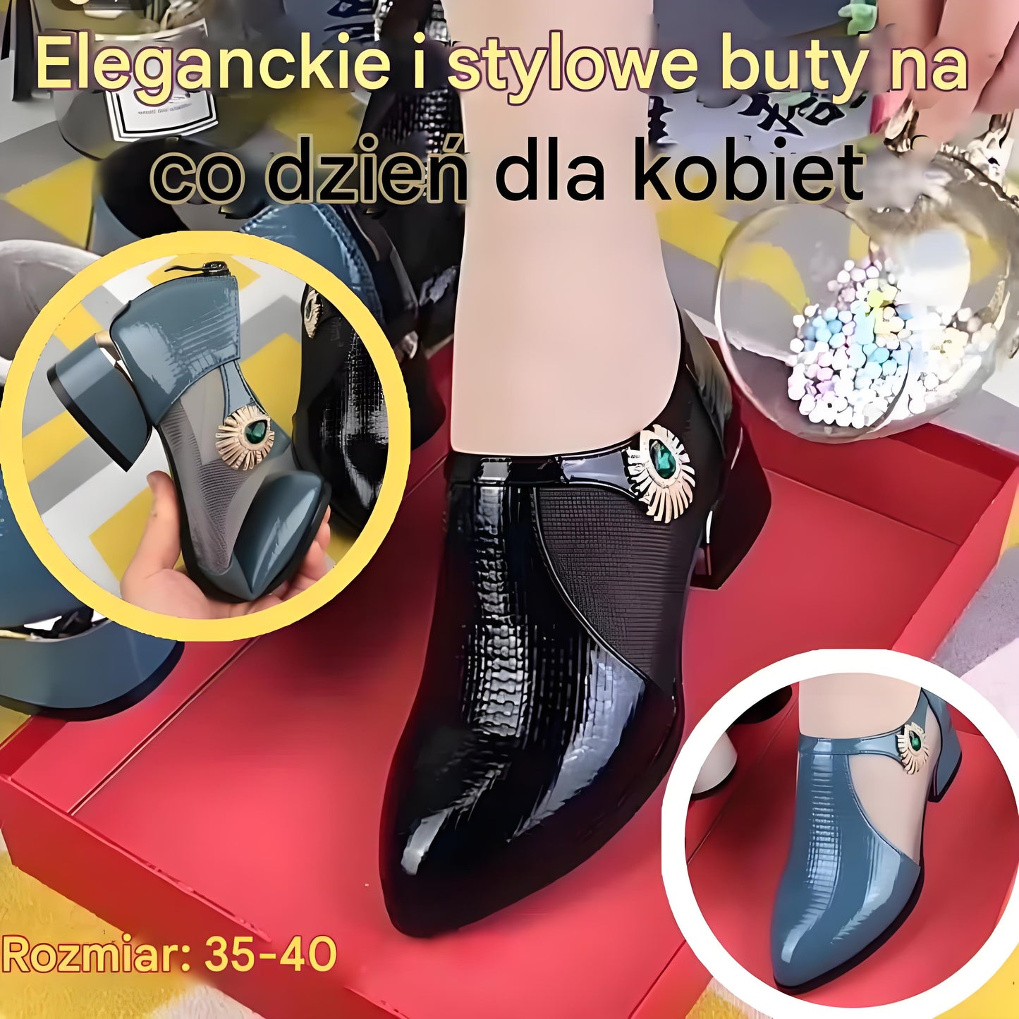 【35-40】👠✨Stylowe i eleganckie, skórzane, patchworkowe półbuty damskie na małym obcasie 💃🌟-4260004