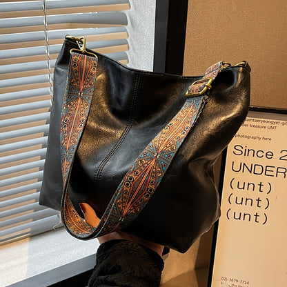 🔥👜Nowość 2024 Duża torba na ramię w stylu vintage z geometrycznym wzorem-3743172