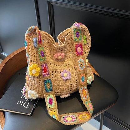 📢📢 Féláron! ⏰ Női boho horgolt táska – kézzel készített, egyedi design ✨