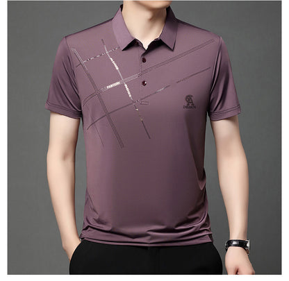 💥【Kup 1, a 2 dostaniesz gratis】👔【M-4XL】2025 Nowa męska casualowa koszulka polo z jedwabiu lodowcowego-4019142