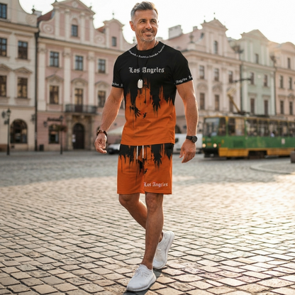 【Platba na dobírku】Pánská dvoudílná letní sportovní sada – pohodlné tričko s krátkým rukávem a kraťasy pro běžné nošení a odpočinek