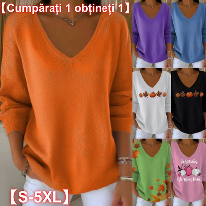 🔥【Kup 1, otrzymaj 1】🌷🌞【S-5XL】2025 Wygodny top z długim rękawem i dekoltem w serek na jesień i zimę-4164998