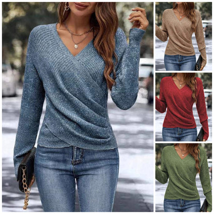 🔥Elegancki damski sweter dzianinowy na co dzień, ciepły sweter z długim rękawem na wiosnę i jesień-4190713