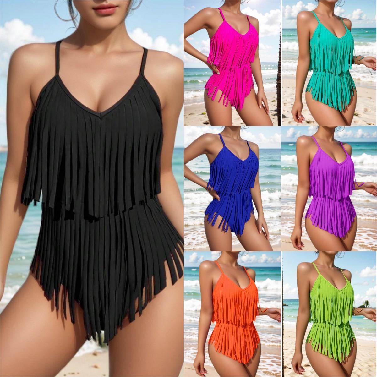 😍👙【S-XL】2026 Sexy plavky s véčkovým výstřihem a třásněmi na zádech