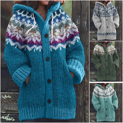 🔥🔥【S~5XL】✨Nová barevná pletená bunda s kapucí na podzim/zimu 4168802