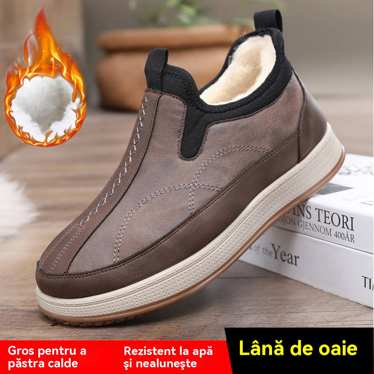 【38-45】 Męskie zimowe buty z owczej wełny, ciepłe, antypoślizgowe, wodoodporne, pokryte skórą-3784576