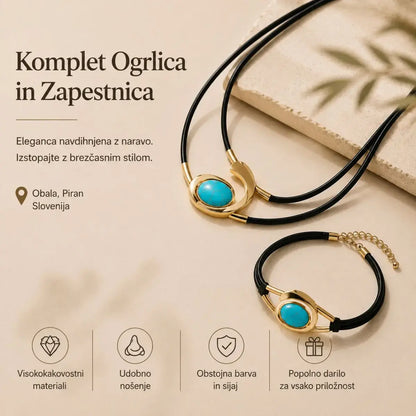 ✨🔥【Kupite enega, enega dobite brezplačno】Komplet ogrlice in zapestnice z dragimi kamni v boemskem slogu