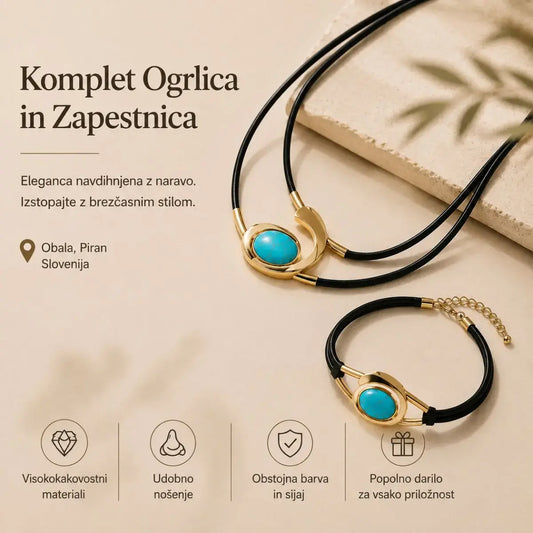 ✨🔥【Kupite enega, enega dobite brezplačno】Komplet ogrlice in zapestnice z dragimi kamni v boemskem slogu