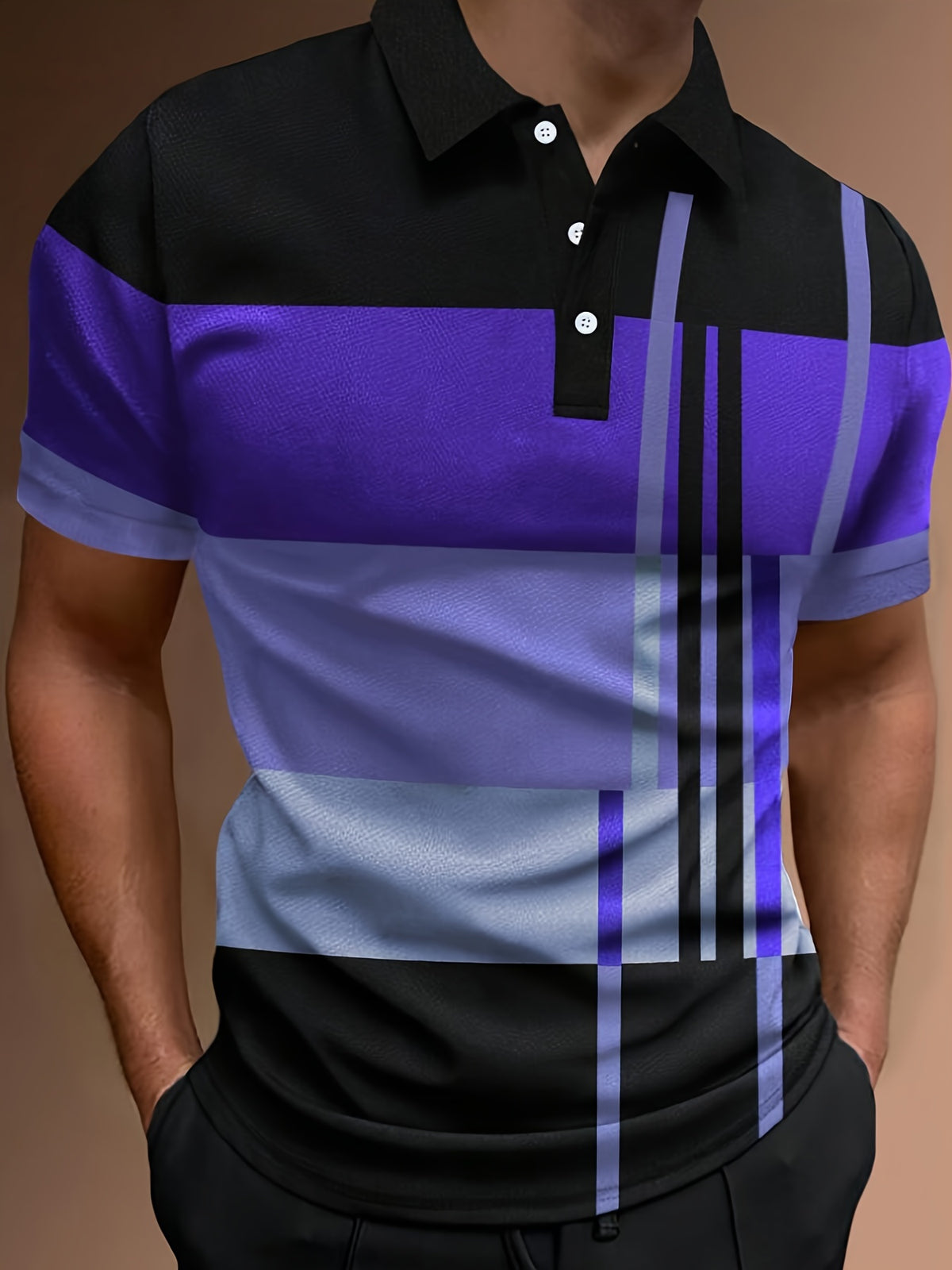🔥👔【S-6XL】Męska koszulka POLO 3D w kolorowe paski-3694657