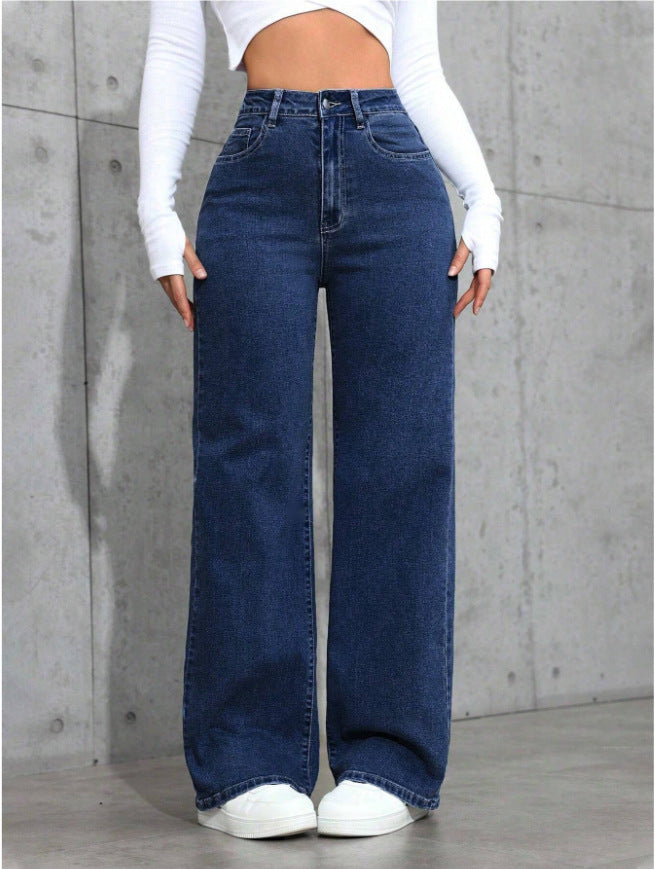 👖【S-6XL】Dámské džíny s vysokým pasem a širokými nohavicemi 4237920