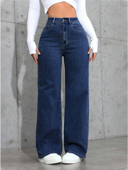 👖【S-6XL】Dámské džíny s vysokým pasem a širokými nohavicemi 4237920
