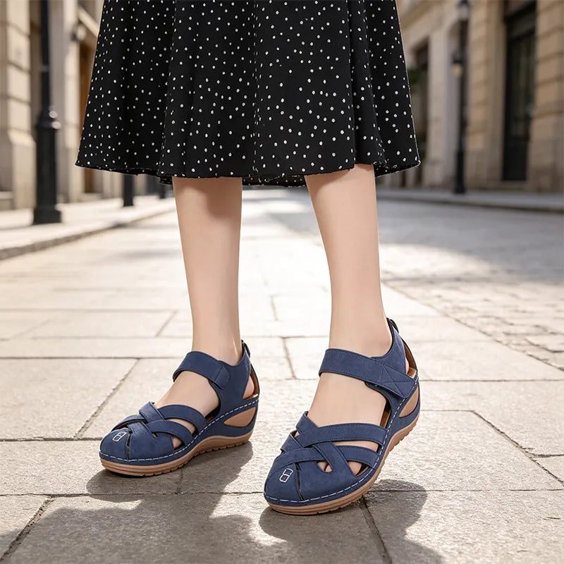 👡 Női piros halászszandál – zárt orr, lélegző szövött felső, állítható tépőzár ✨ Kényelmes és praktikus – utazáshoz és mindennapokra egyaránt! 🧳