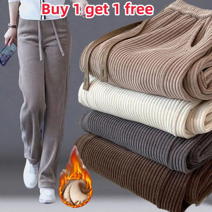 ❤【Χαμηλή τιμή για περιορισμένο χρονικό διάστημα】【M-3XL】Νέο βελούδινο casual παντελόνι με φαρδιά μπατζάκια, πολύ άνετο στη χρήση. 4147908