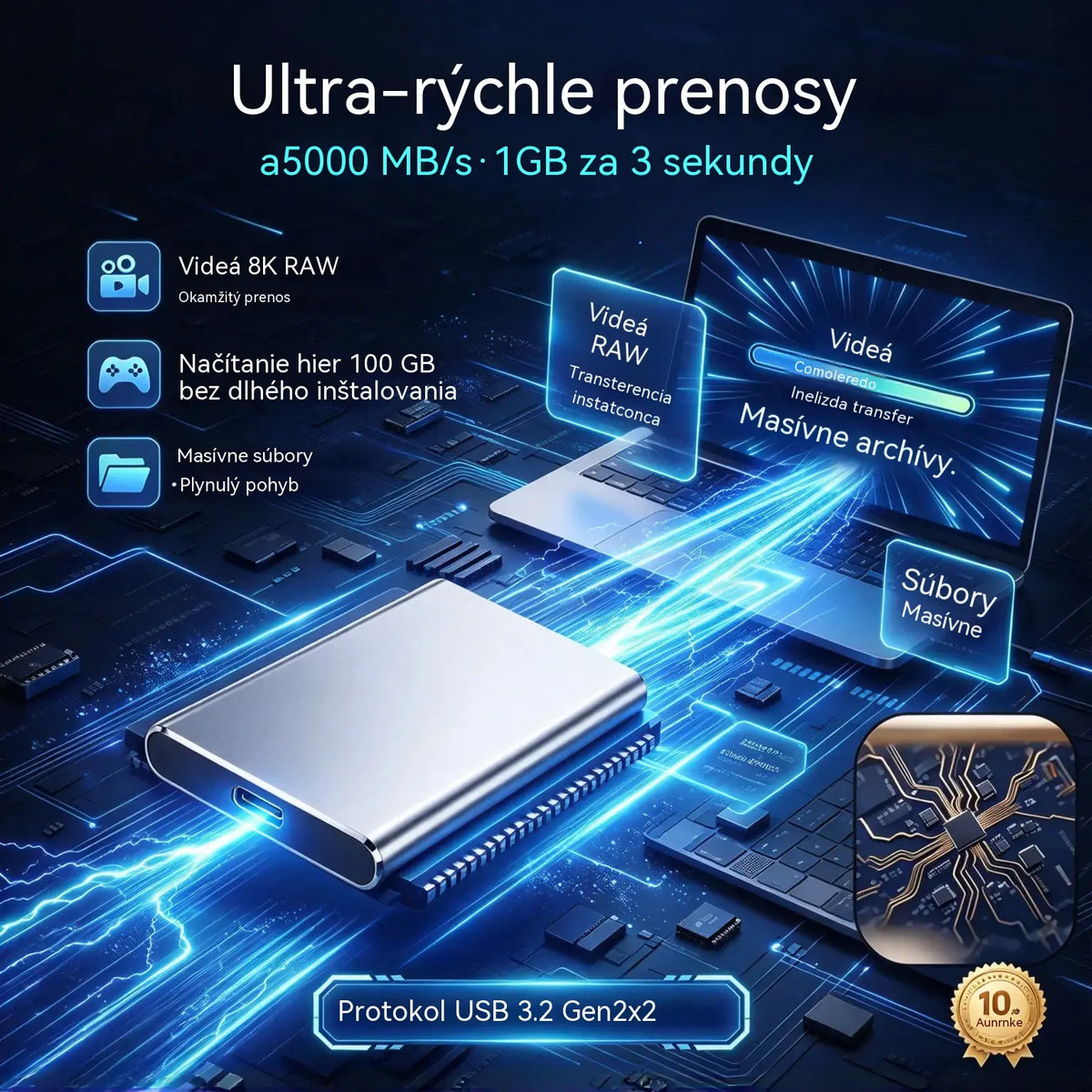 ⚡【32 TB】💾 Ultratenký SSD disk nové generace | Velká kapacita a vysoká rychlost | Přenosné úložiště 🚀