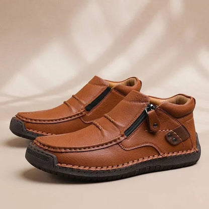 ✨🥾 【Wysokiej jakości buty męskie】Męskie robocze buty rowerowe, skóra premium, ręcznie robione, z podparciem stopy 4202482