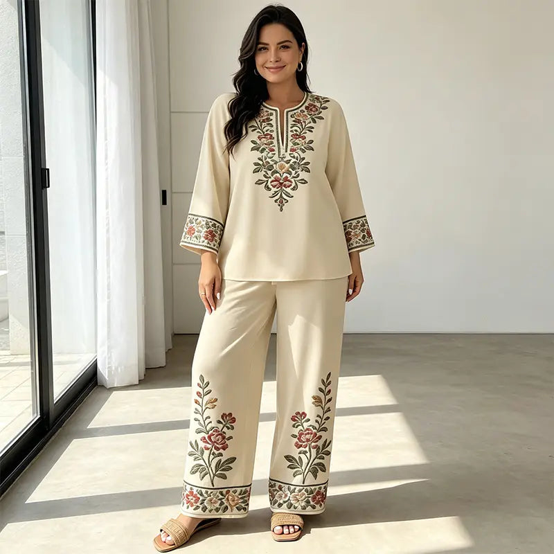 👗 Női nyári lenvászon szett – bő felső + bő szárú nadrág 🌿 Puha, lélegző és bőrbarát anyag, tökéletes a meleg napokra! ✨