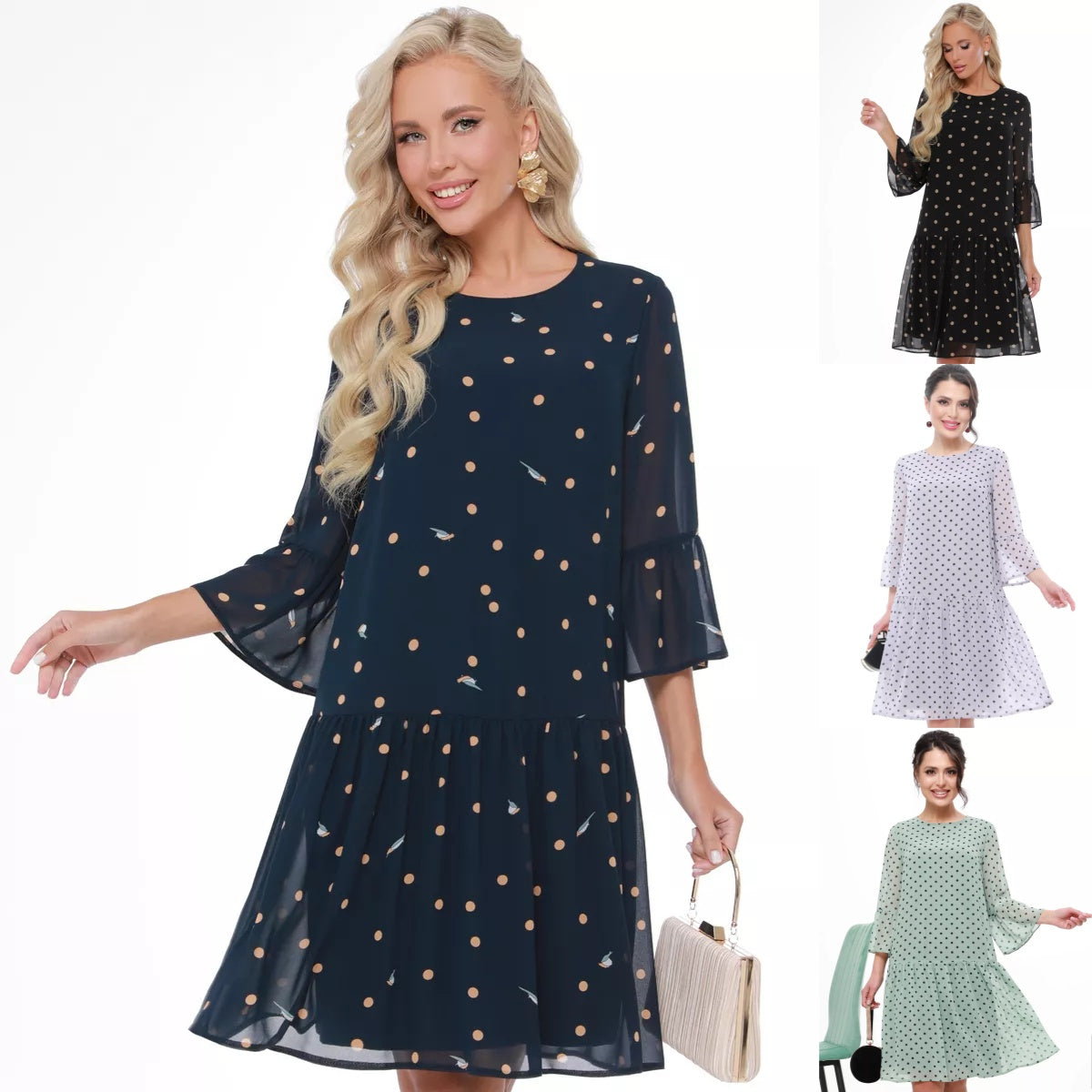【S-3XL】❤️2024 nowa letnia sukienka z siateczki w kropki-3903737