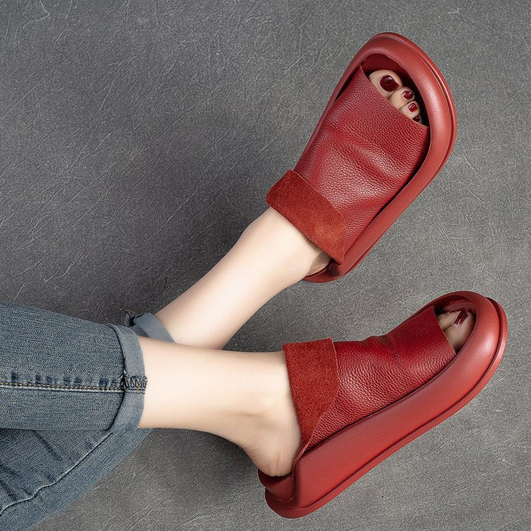👡[35-40] 2025 Nowy styl Retro Ręcznie robione Miękkie skórzane Solid Color Wygodne damskie sandały-3987754
