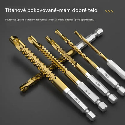 🛠️🔧Poslední den sleva 50 %【6 kusů】2v1 titanem potažen vysokorychlostní ocelový spirálový vrták – šestihranná stopka, vhodný pro vrtání a drážkování dřeva a kovu🔩