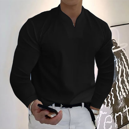 👔【S-5XL】 Nowy stylowy, elastyczny, bawełniany T-shirt męski z dekoltem w kształcie litery V, na lato-3916336