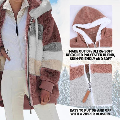 ☃️Ograniczony czas 35% zniżki❄️[S-5XL] 2024 nowa damska kurtka w grube, pluszowe kontrastowe paski-3790709